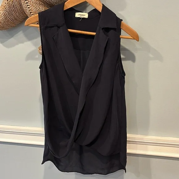 L'Agence Freja Sleeveless 100% Silk Draped Blouse. Blue Size S - Picture 2 of 8